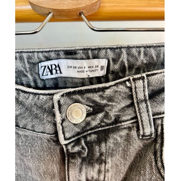 Zara Grey High Rise Wide Leg Cropped Denim - Picture 3 of 5